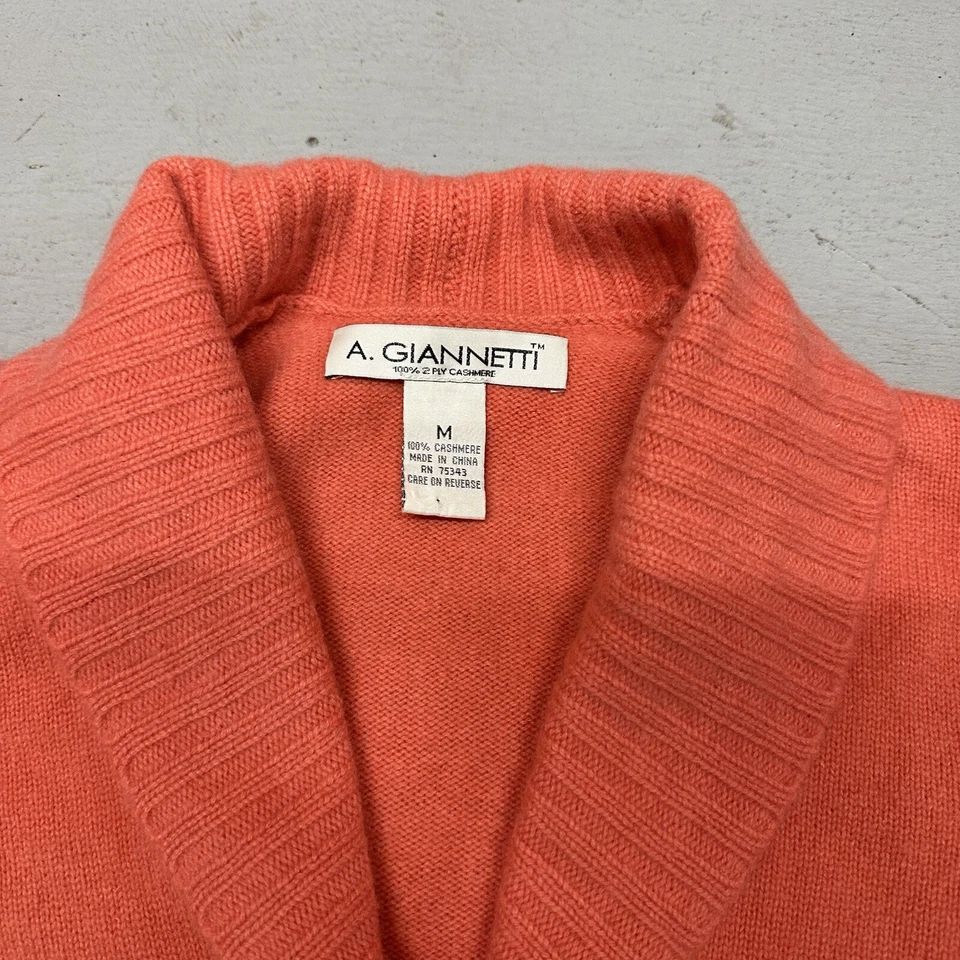 A Giannetti 100% 2-ply Cashmere Cardigan Knit Sweater Button Shawl Collar Size M - Image 3 of 4