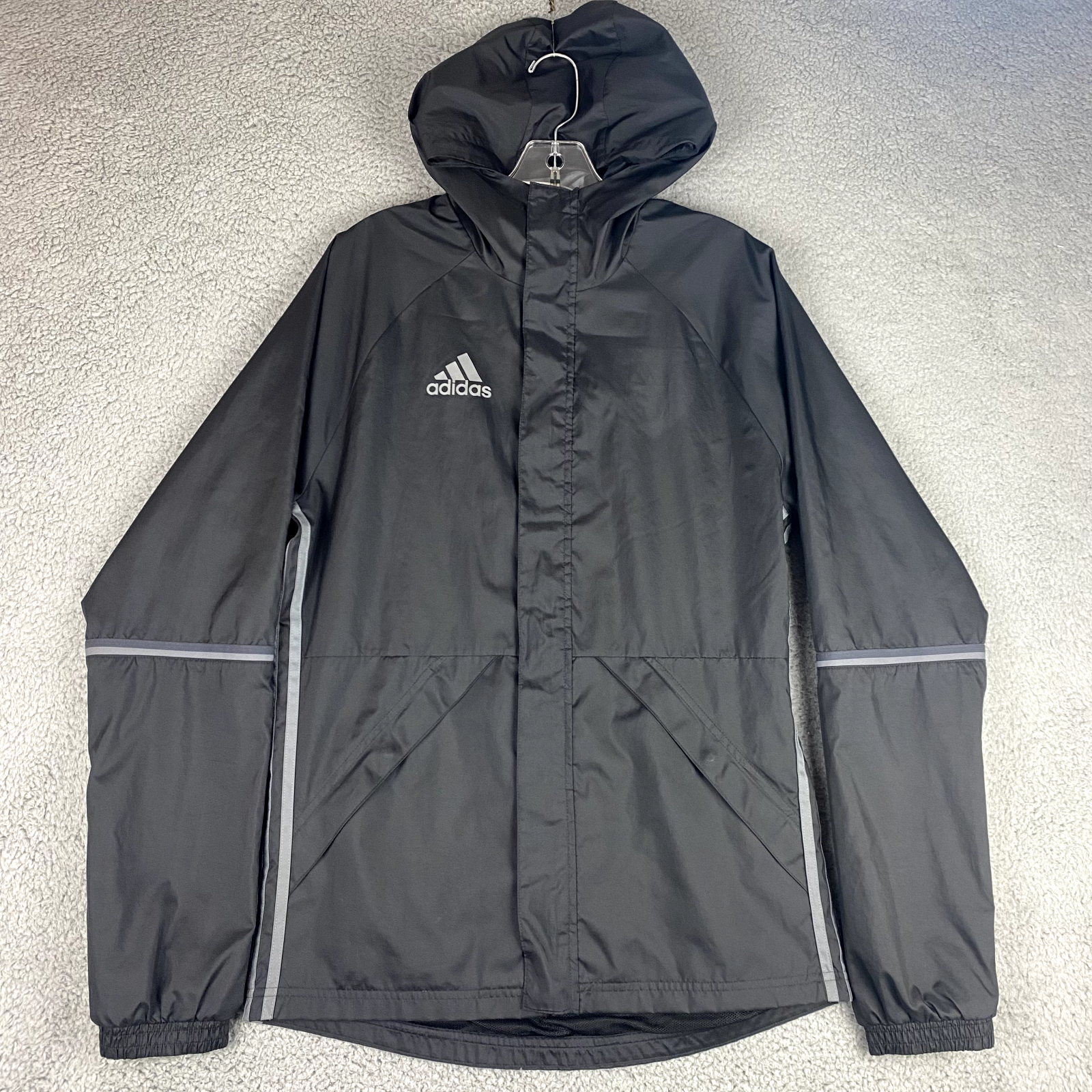 Adidas Condivo 16 Black Full Zip Hooded Windbreaker Jacket for Men