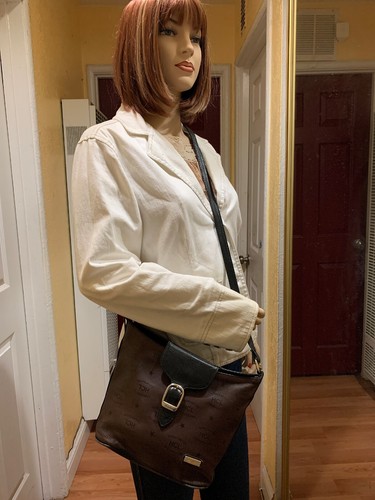 HCL Handcrafted Vegetable Brown Black Leather Bucket Tote Crossbody Shoulder Bag