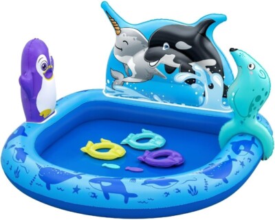 Kinderpool Polar Pals Kinder Wasserspielcenter, aufblasbarer Wasserpark, Gartenspielzeug
