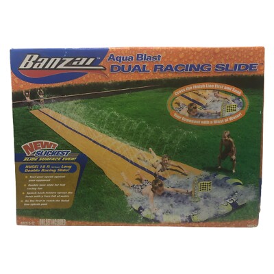 Banzai Aqua Blast Dual Racing Water Slide 18FT Long Sealed New