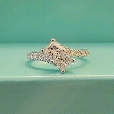 1.50Ct White Princess Cut Moissanite Engagement Wedding Ring In 14K White Gold