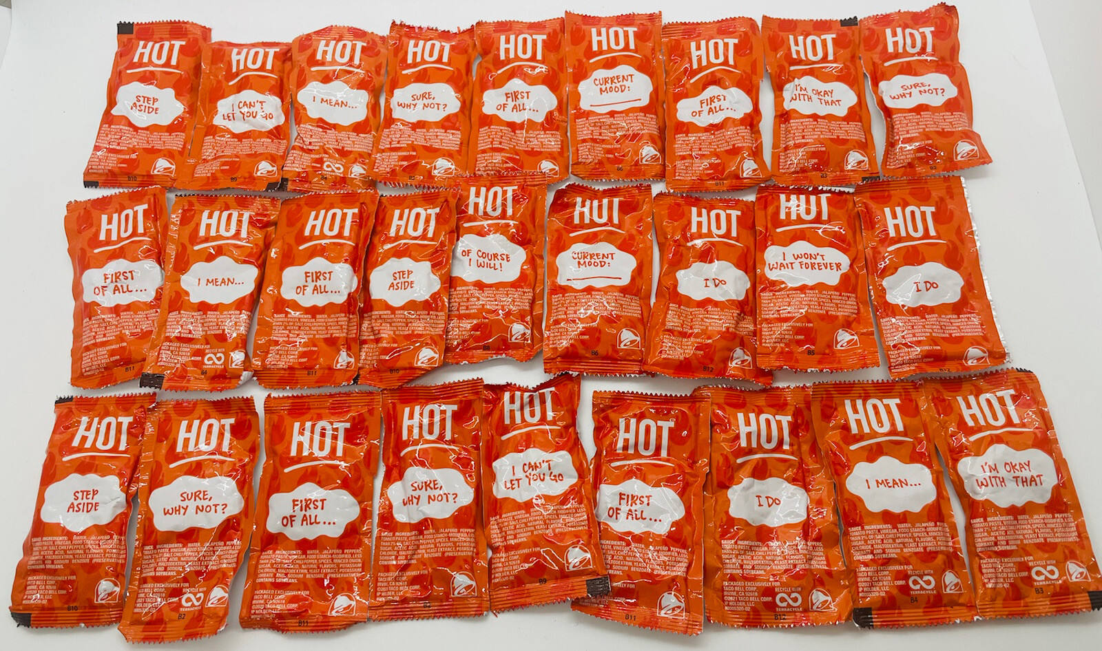 Taco Bell Hot Sauce Packets Lot Of 27 Authentic with Various/Random Phrases eBay