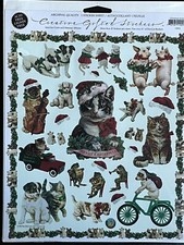 Vintage 1998 The Gifted line Cute christmas cats dogs Animals sticker 2 sheets