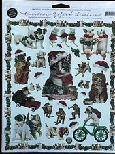Vintage 1998 The Gifted line Cute christmas cats dogs Animals sticker 2 sheets