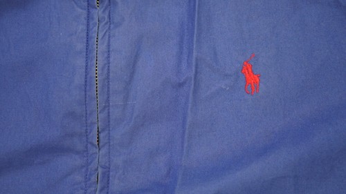 Rare VTG POLO RALPH LAUREN Small Pony Fleece Lined Bomber Jacket 90s Blue YTH XL - Picture 2 of 15