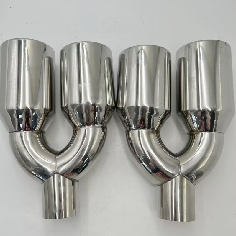 Tap Trap Pair Clamp-on Quad 4" Out Dual Wall Exhaust Tips 2.5" In 304 Stainless Epson 405 XL - Foto 3