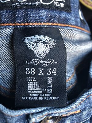 Vintage 2000s Ed Hardy By Christian Audigier Bedazzled Jeans Raw