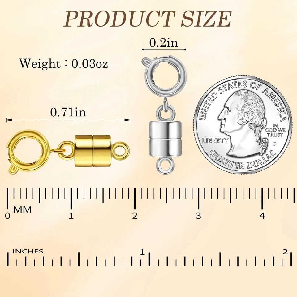 6 Pack Magnetic Necklace Clasps and Closures, 18K Gold and Silver Plated Jewelry - Image 2 of 4