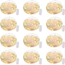 LED Fairy Lights Battery Operated 20LED 7ft String Lights Waterproof Silver Wire