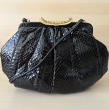 Vintage Black Snakeskin Leather Soft Shoulder Clutch