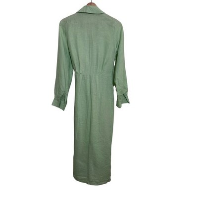 Magaschoni Dress Linen Wrap Long Sleeve Designer Luxury Classic Coastal |  eBay