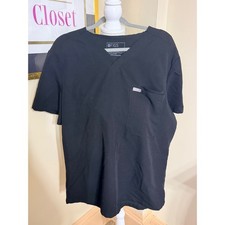 FIGS Technical Collection Leon Scrub Top Black V-Neck Chest Pocket XXL Mens