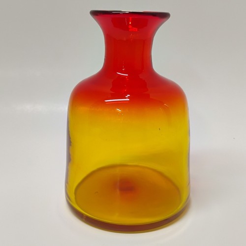 Blenko Glass Tangerine Amberina Vase Bottle Decanter Jug Orange Yellow MCM - Picture 4 of 17