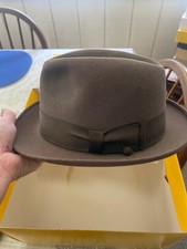 Champ Brown Felt Fedora Hat Lined Solid Men's Size small w/ Original Hat Box