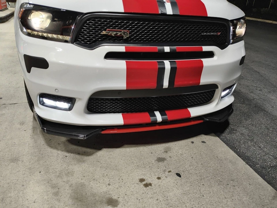 For Mercedes Benz CLA250 Front Bumper Lip Splitter Glossy Black Red Body Kit - Imagem 4 de 4