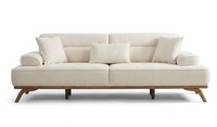 3-Sitzer Sofa Textilien Weiß Modern Kissen Ergonomische RüCkenlehne