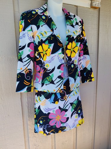 Alberto Makali/cashe Skirt SUIT Womens 4/6 floral, fits S-M - Picture 1 of 17