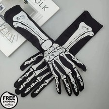 Halloween Skull Gloves Lightweight Full Finger Skeleton Cycling Gloves Costume