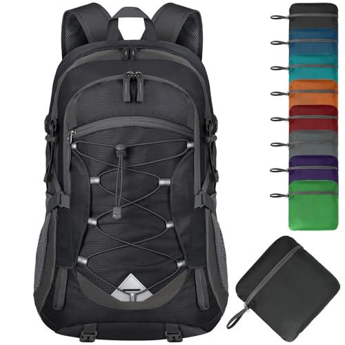 Hiking Backpack 40L Packable Lightweight Camping Backpack Men Women Black