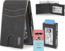 Wallet for Men, Minimalist Leather RFID Blocking Bifold Wallet, Cash Slot