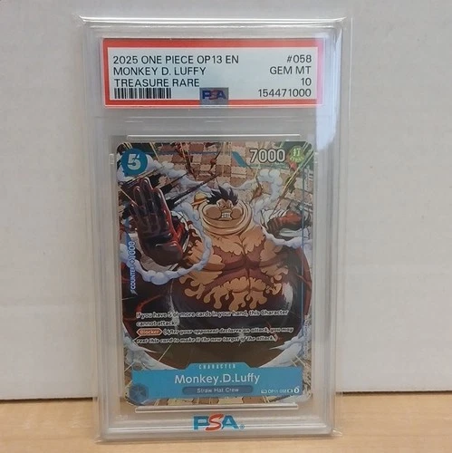 Monkey D. Luffy PSA 10 English One Piece OP11-058 2025 OP13 Treasure Rare Alt