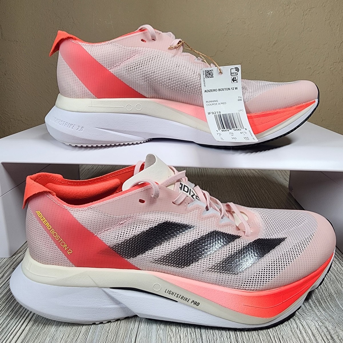 Adidas Adizero Boston 12 Solar Red/White Womens Size 9 New IF9218