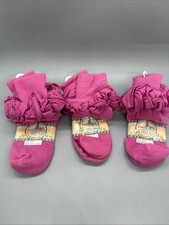 Vintage Frilly 90s Anklets Socks Girls 5-6 Double Ruffle Cuff USA Cotton Pink