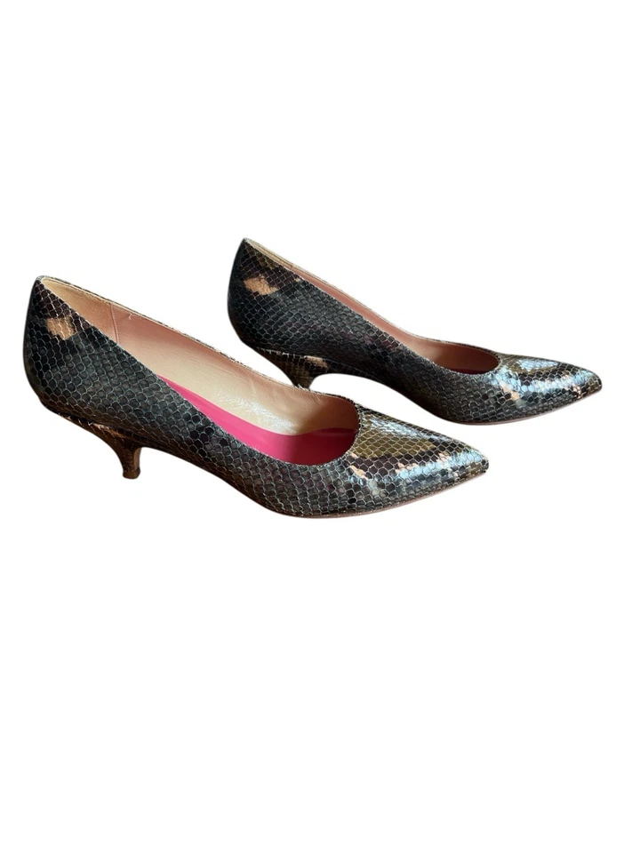Mujer KATE SPADE Serpiente Patrón Cuero Tacón Bajo Zapatos Talla 8 B Hecho en EE. UU. en Italia Foto 4 de 4