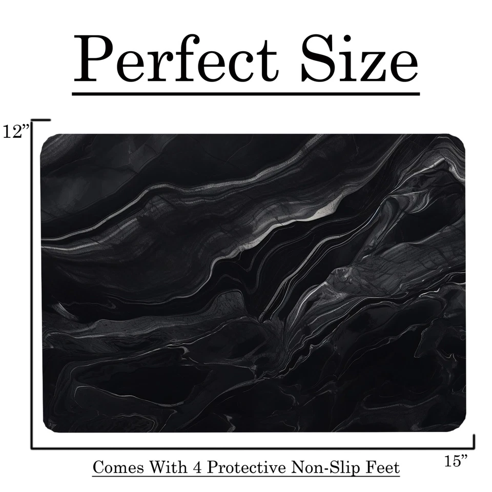 Tábua de corte de vidro de mármore preto presente decorativo pedra granito marmoreado... - Imagem 3 de 4