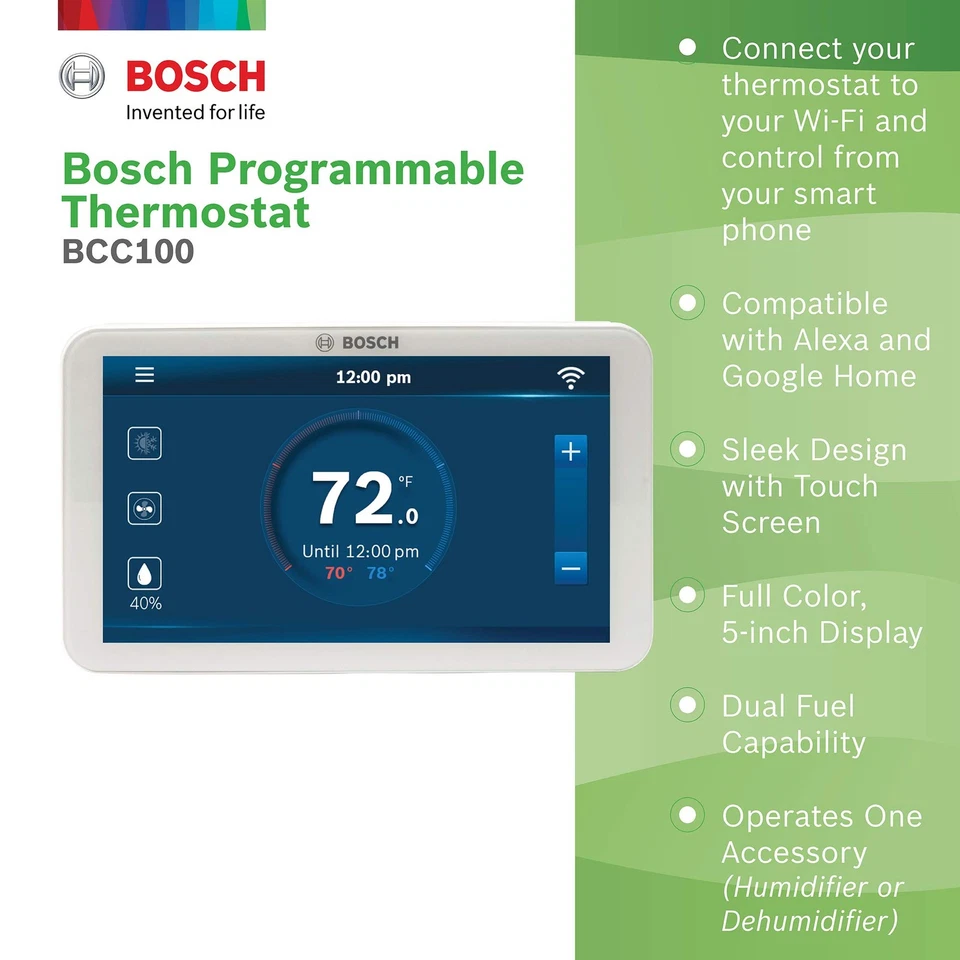 Bosch Large 5-Inch Full-Color Touch Screen Sleek Easy Setup Connected Control... - Image 2 of 4