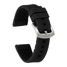 Silicone Watch Bands 20mm Soft Watch Bands with Silver Buckle, Black