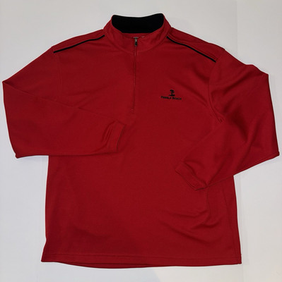 Men s Large Pebble Beach Performance Red Long Sleeve 1/4 Zip Golf Collared