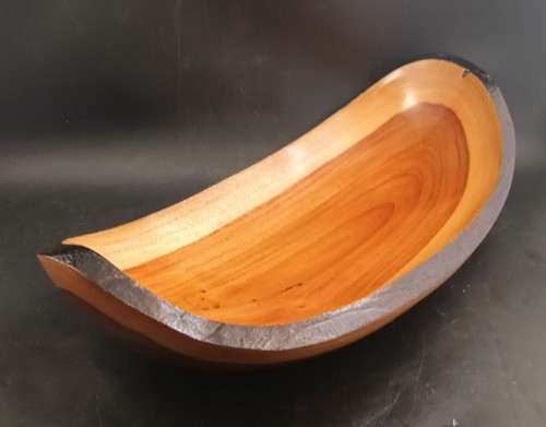 Artisan Carved Sculptural Oval Olive Wood Centerpiece Fruit Serving Bowl 15" OBO - Picture 4 of 11