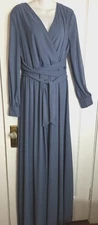 BALTIC BORN Size XL Lydia Maxi Formal Gown DRESS , Dusty Blue Belted