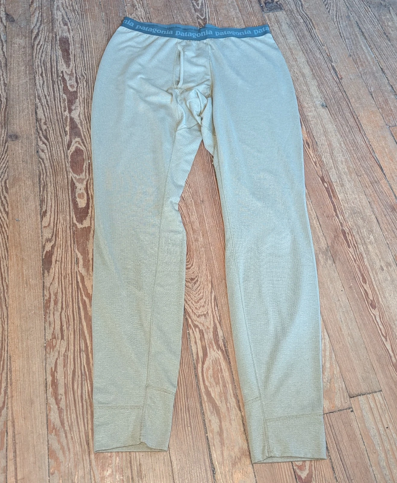 Patagonia Capilene 3 Midweight Bottoms Mens Size L Beige Base Layer Pants 30.5"