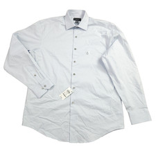 Alfani Men Shirt 15-15 1/2 34-35 Lt Blue Regular-Fit 4-Way Stretch Micro-Dot