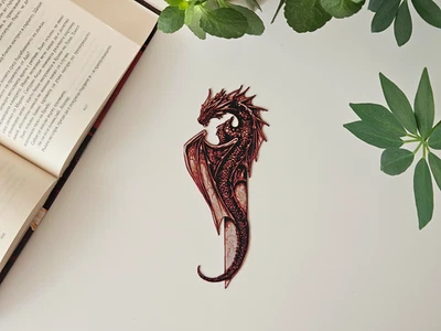 Crimson Wyvern Dragon Bookmark Intricate Fantasy Design Perfect Gift NEW