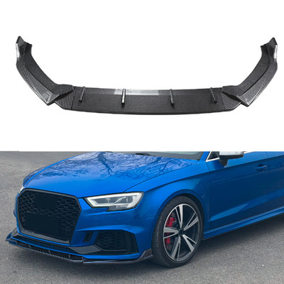 For Audi RS3 8V 2017-2022 2021 Front Bumper Lip Spoiler Splitter Gloss Black ABS