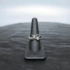 Vtg Joseph Esposito ESPO Ring 925 Sterling Silver+CZ Black Stacked Sz: 9💍
