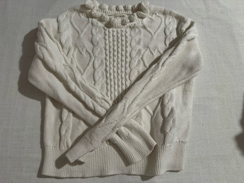 Girls J crew Crewcuts Size 8/9 Medium Cable Knit Winter Sweater Hearts Classic