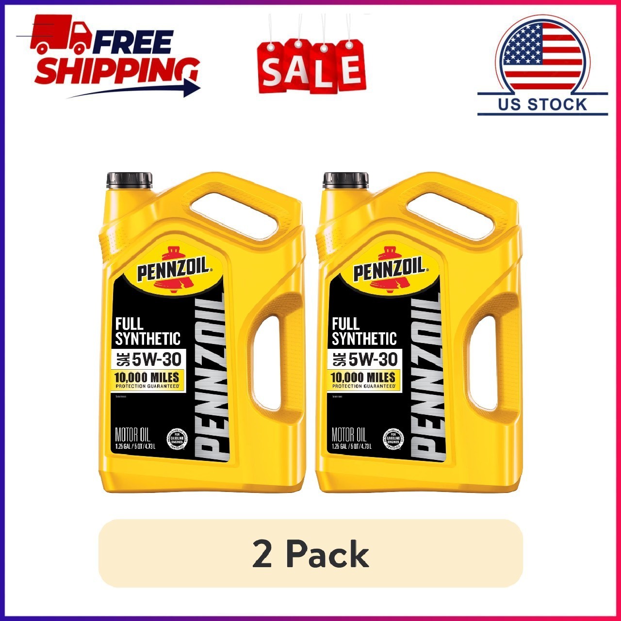 (2 pack) Pennzoil Full Synthetic 5W-30 Motor Oil, 5 Quart