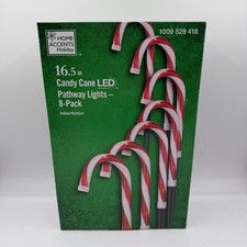 8 Pk Candy Cane LED Pathway Lights 16.5" Stakes Outdoor Home Accents Holiday