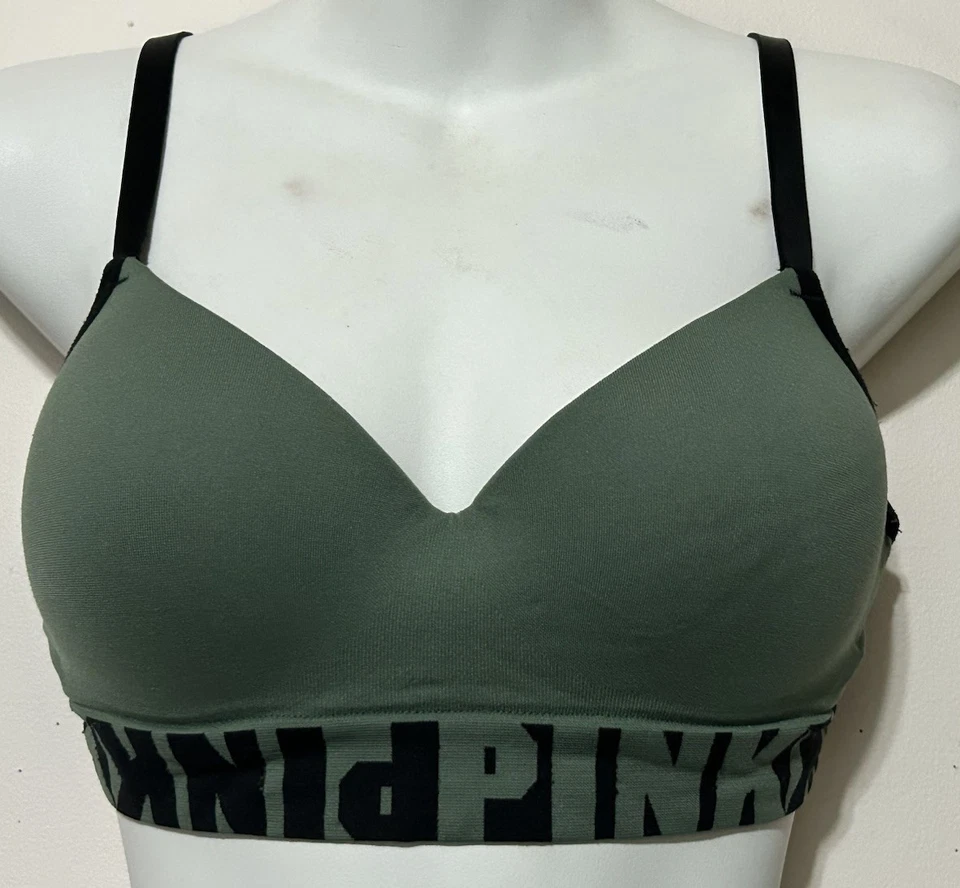 PINK by Victoria's Secret Bralette Green Black Wireless Lingerie Multiway MEDIUM - Image 3 of 4