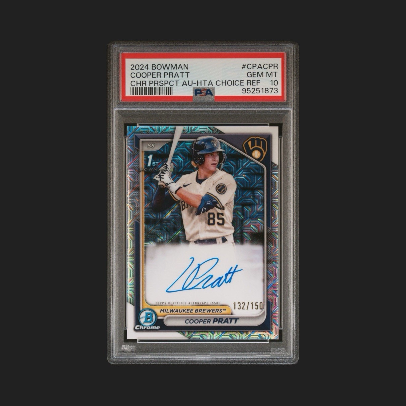 Cooper Pratt PSA 10 2024 Bowman Chrome 1st Bowman HTA Choice Refractor Auto /150