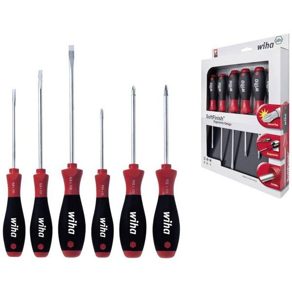 Wiha 302HK601 SoftFinish Screwdriver Set Phillips Pozidriv 6pc