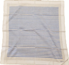 Echo Blue and Cream Striped Cotton Vintage Scarf Italy Christmas Gift