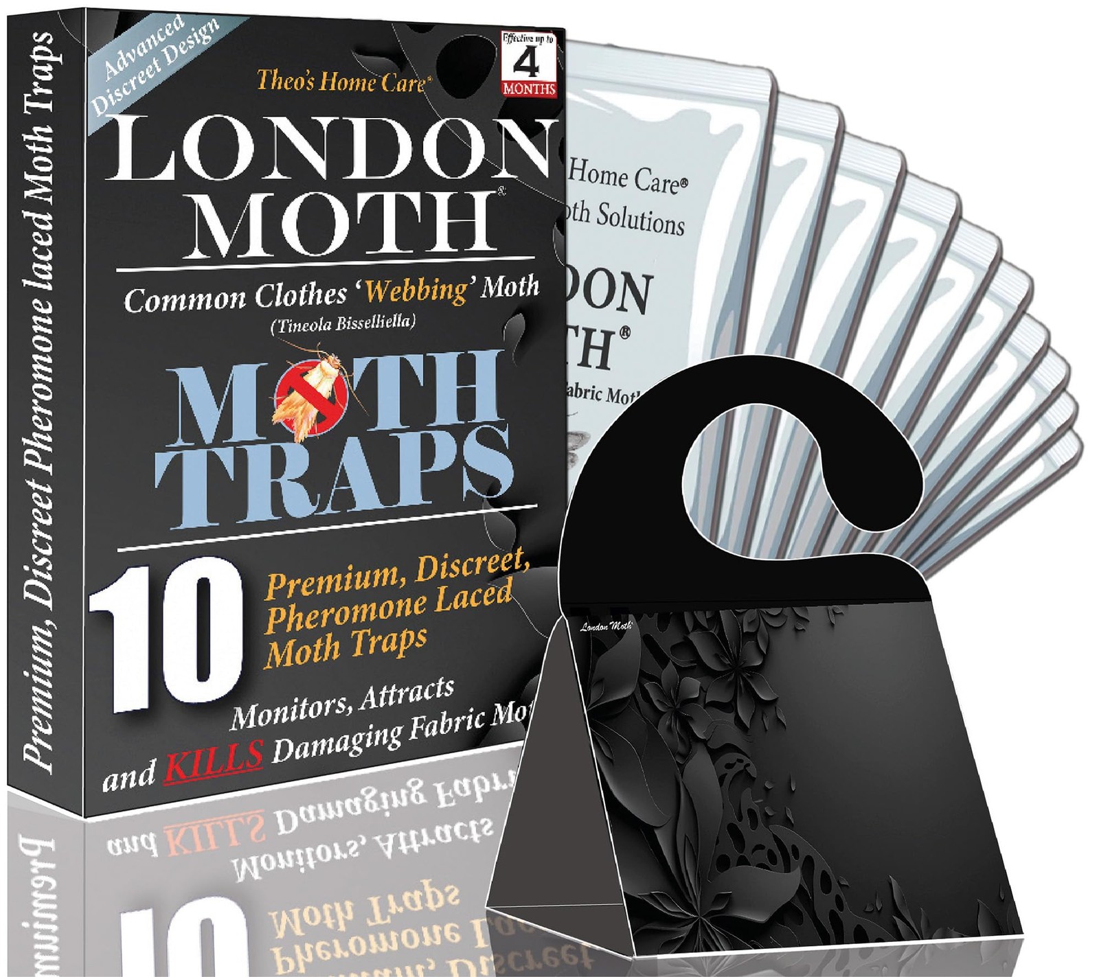 LONDON MOTH KILLER 10 (TEN) Premium Sticky Pheromone Moth Traps for the Commo...