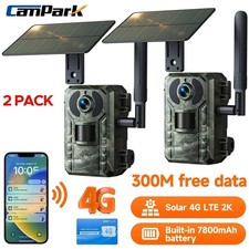 2PCS 2.5K Solar 4G LTE Cellular Trail Camera Wildlife Game AU SIM Card Hunting