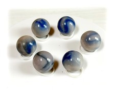 Lot of 7 UV Reactive Vintage Jabo Classics Glass Marbles Blue Gray Swirl 3/4